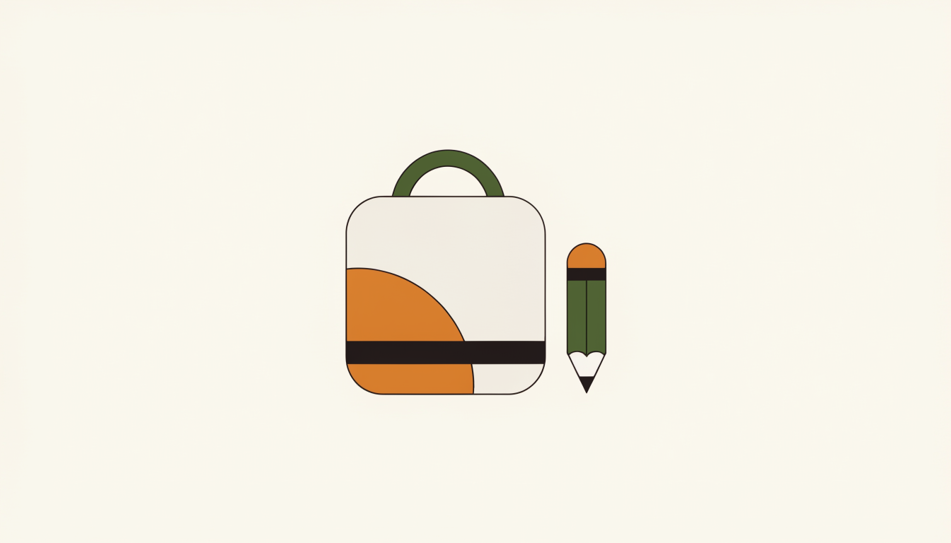 Illustratie van een schooltas met potlood als symbool voor terug naar school