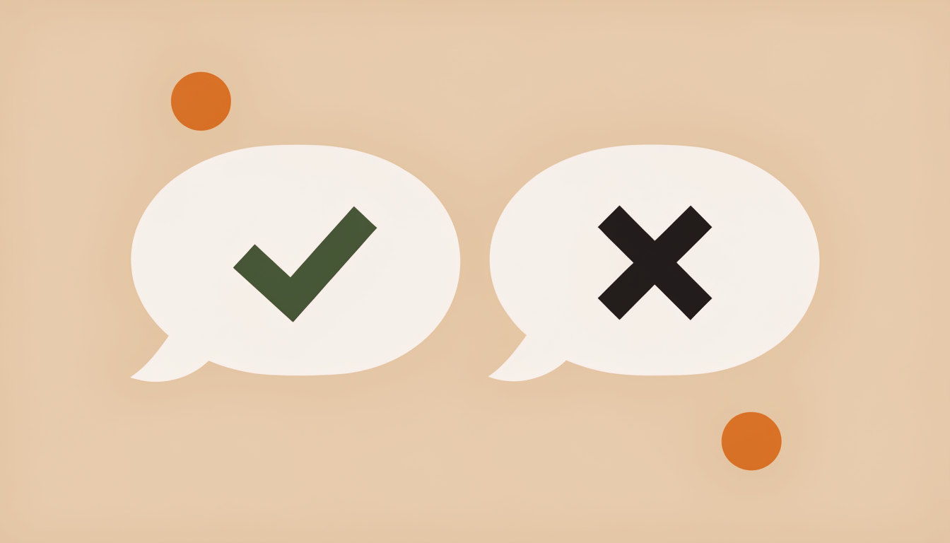 Illustratie van twee spraakballonnen, een met vinkje en een met kruis, als symbool voor bewust ja of nee zeggen