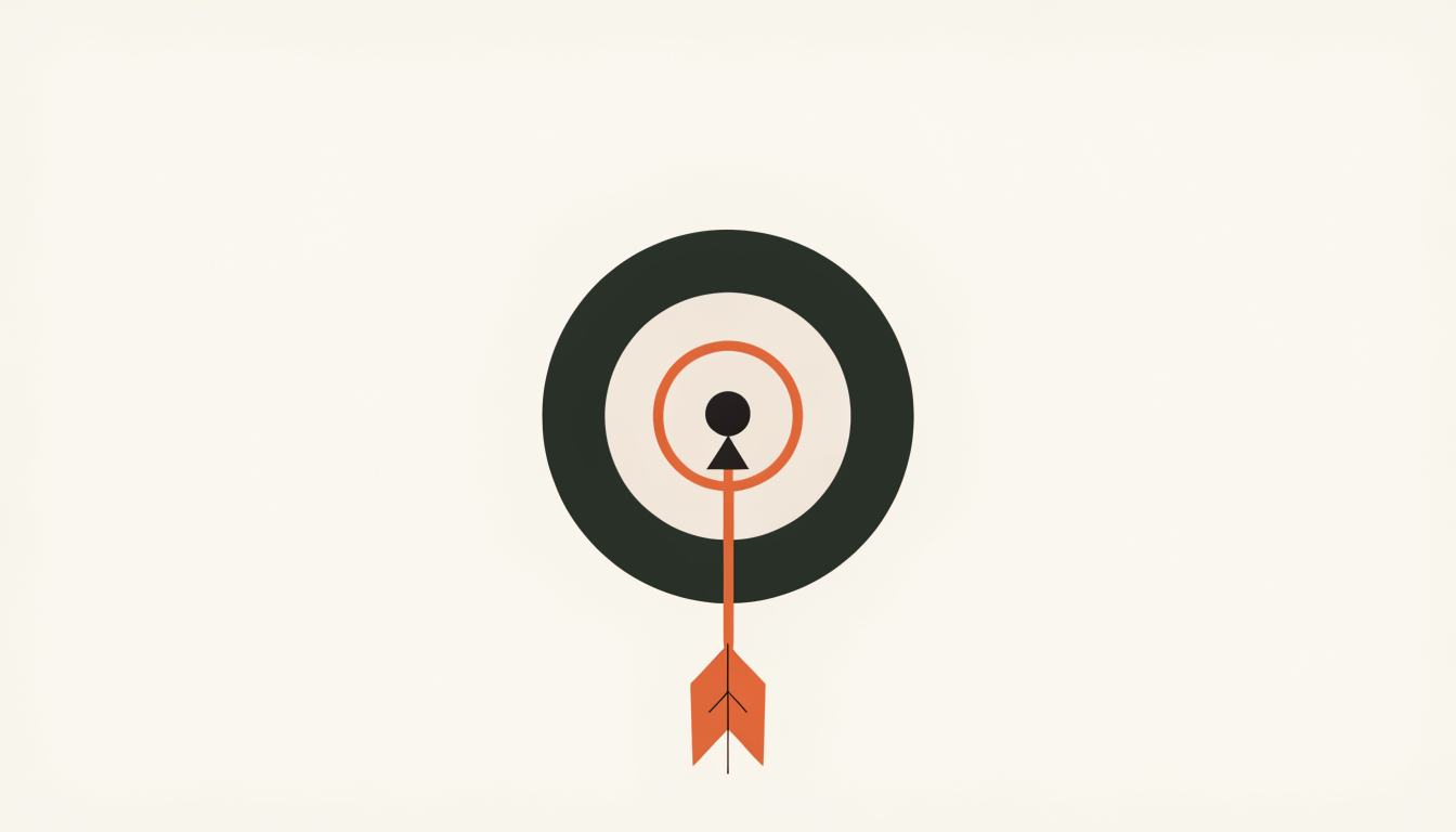 9 tips voor meer focus - het effectieve werken - time management Illustratie van een doelwit met een pijl in de roos als symbool voor scherpe focus