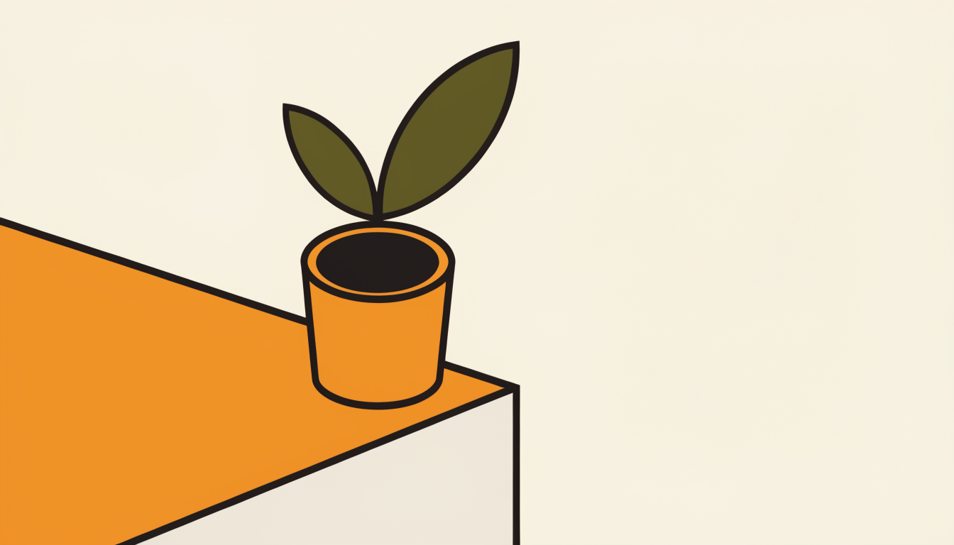 Illustratie van een plant op een bureau als symbool voor meer groen en meer productiviteit