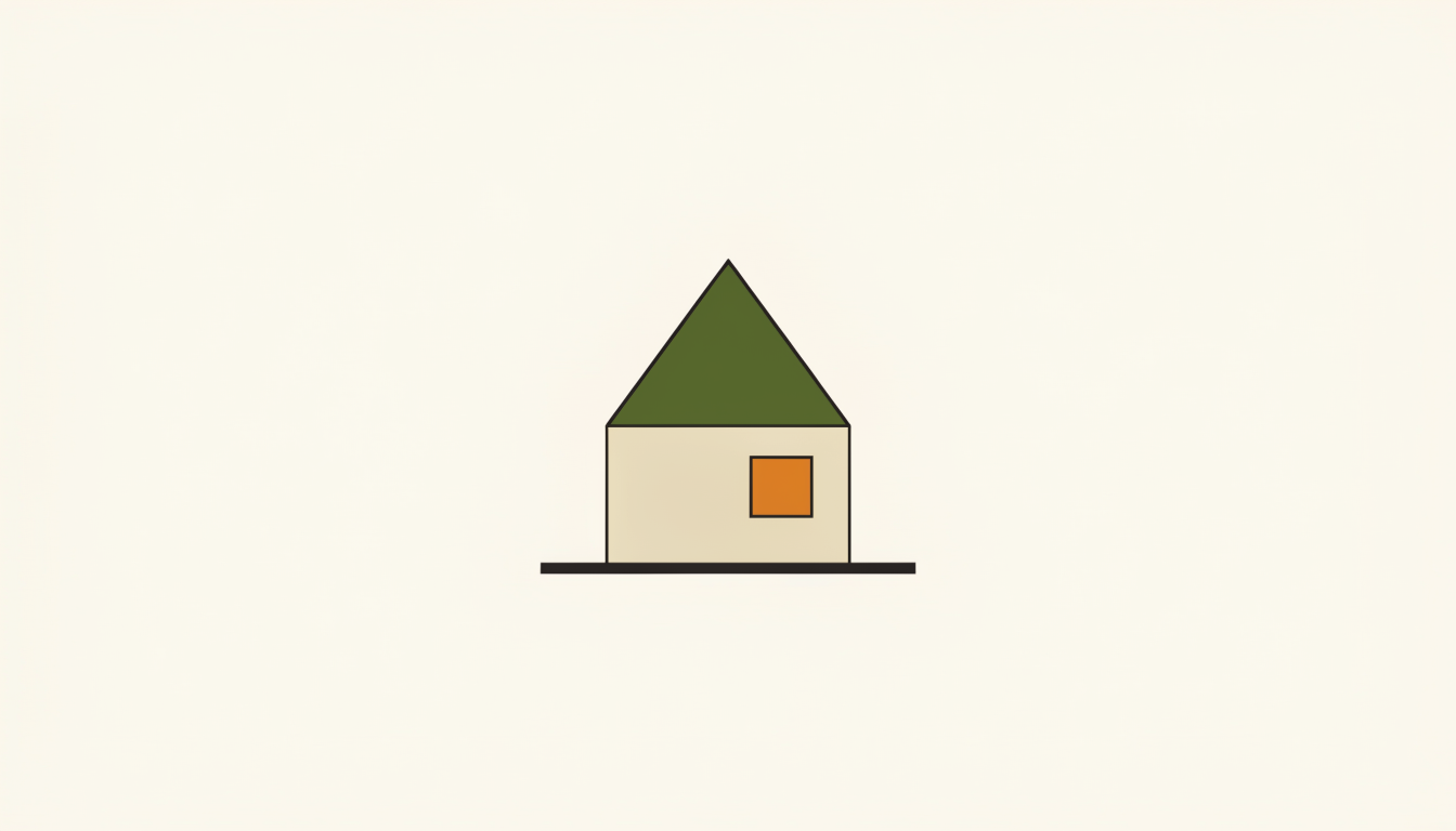 Illustratie van een opgeruimd huis met strakke lijnen als symbool voor een schoon en georganiseerd huis