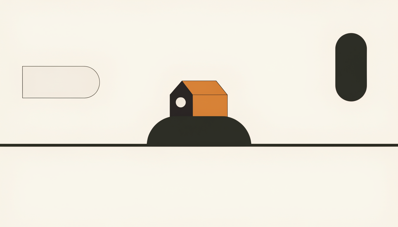 Illustratie van een klein huisje als symbool voor kleiner en eenvoudiger wonen