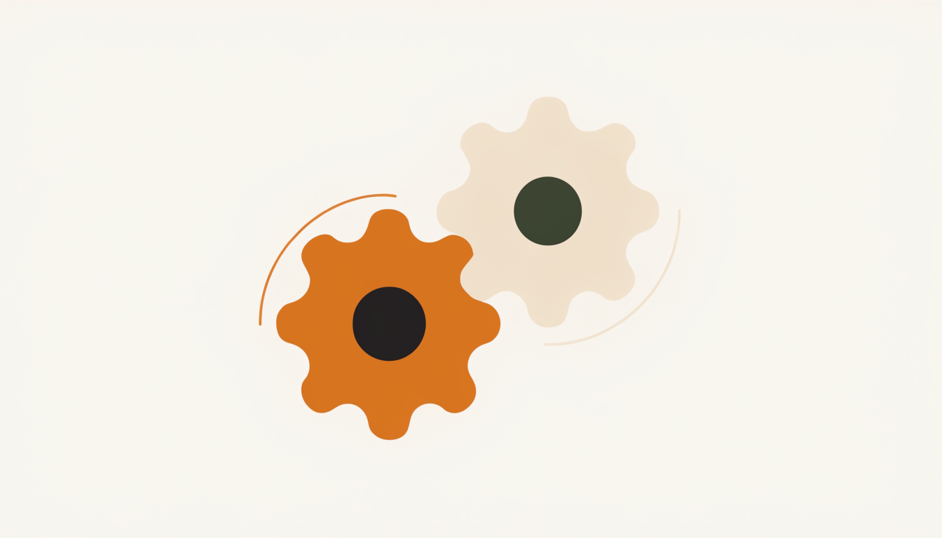 Illustratie van twee ineengrijpende tandwielen als symbool voor efficiënter werken