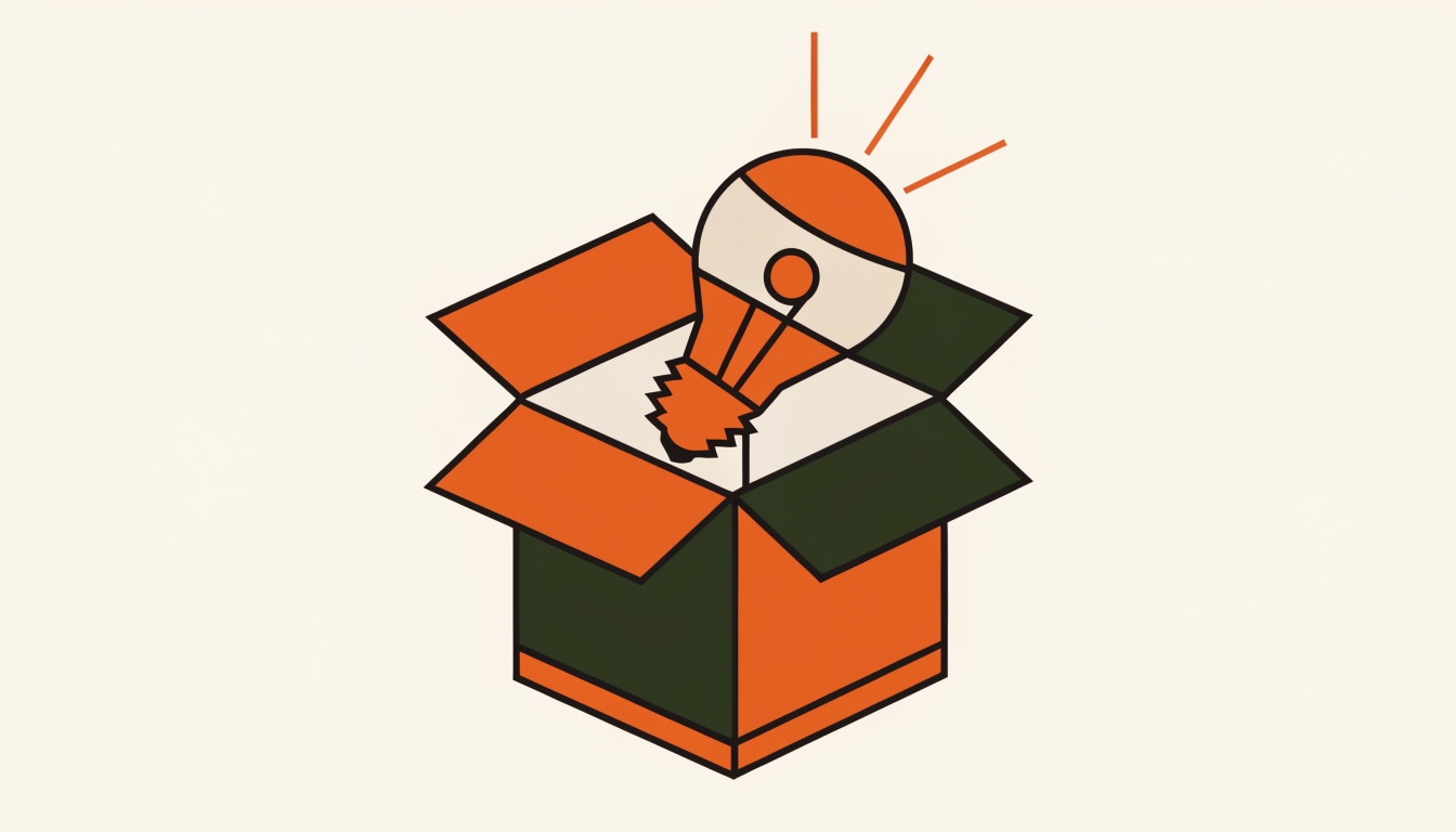 Illustratie van een gloeilamp die uit een doos breekt als symbool voor out of the box denken