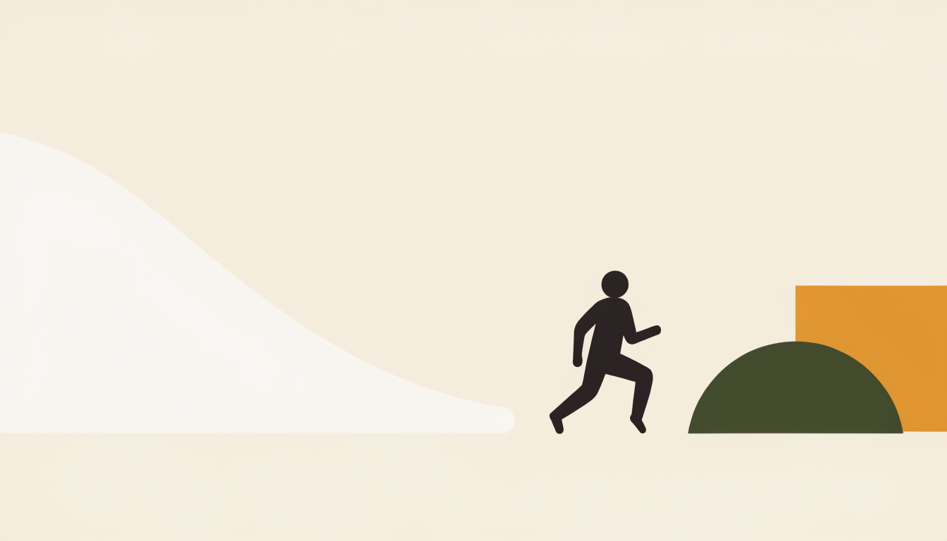 Illustratie van een figuur die een golf voor blijft als symbool voor een proactieve houding