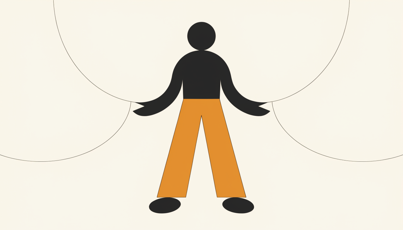 Illustratie van een figuur in een open houding als symbool voor lichaamstaal