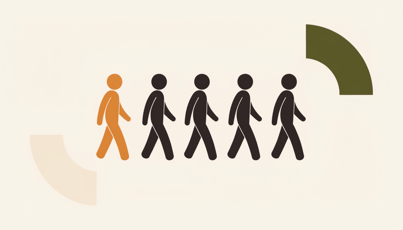 Illustratie van een figuur die een groepje voorgaat als symbool voor het geven van het goede voorbeeld
