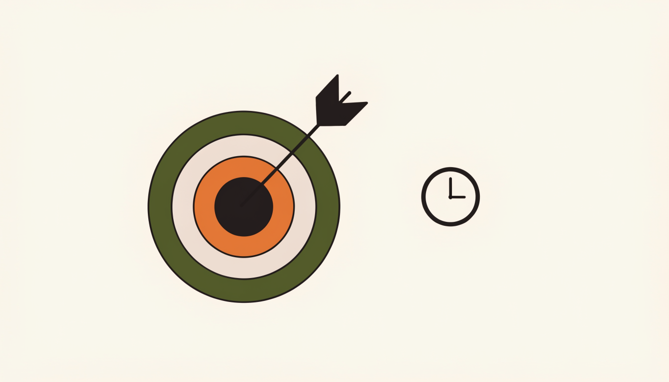 Illustratie van een pijl die precies in de roos raakt als symbool voor accuratesse en punctualiteit
