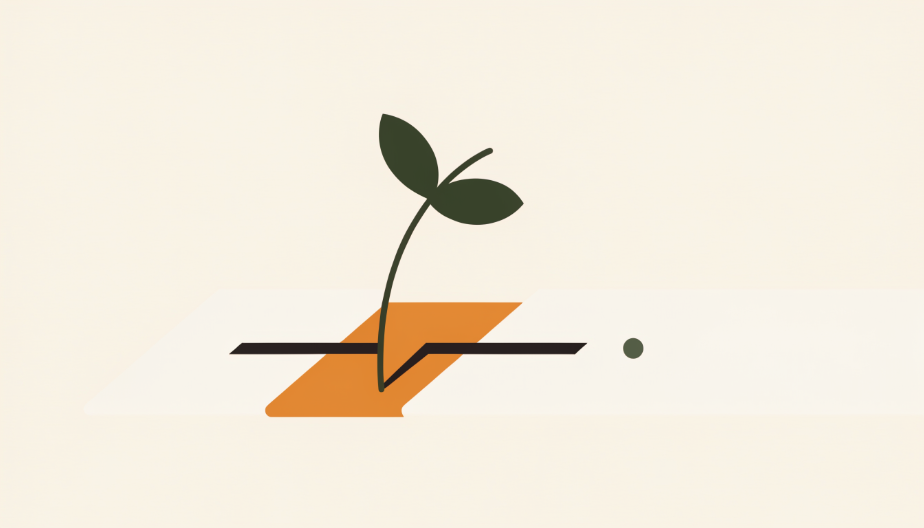 Illustratie van een kiemplant die door steen breekt als symbool voor doorzettingsvermogen