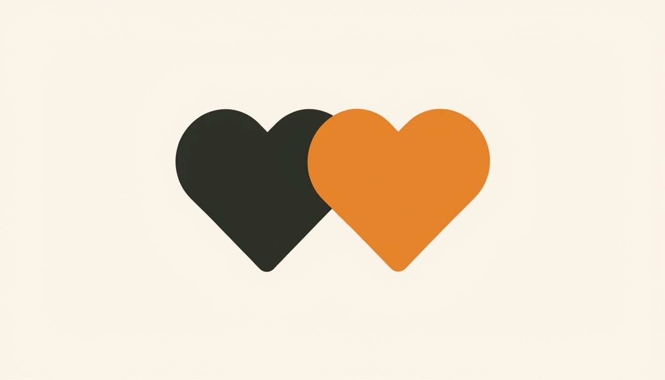 Illustratie van twee overlappende hartjes als symbool voor empathisch vermogen
