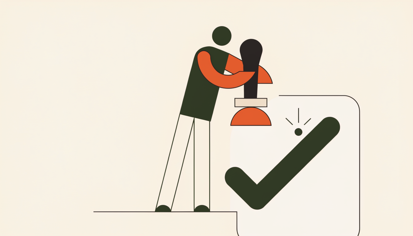 Illustratie van een vinkje dat neerkomt als symbool voor daadwerkelijk in actie komen