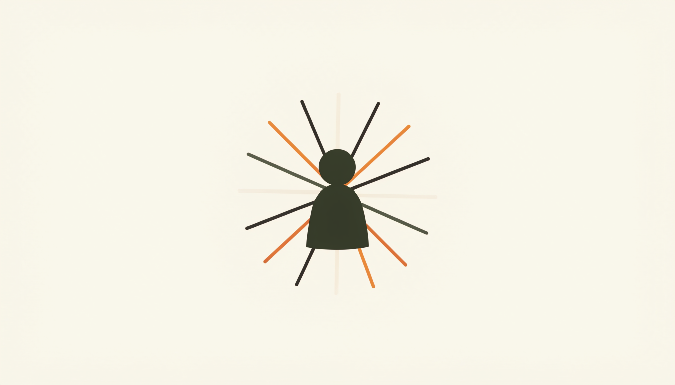 Illustratie van een figuur met zachte uitstralende lijnen als symbool voor charisma