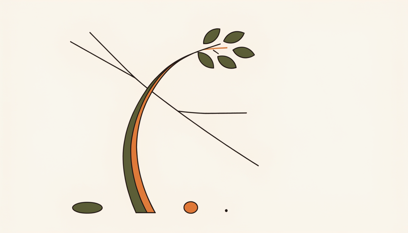 Illustratie van een buigende boom in de wind als symbool voor flexibiliteit